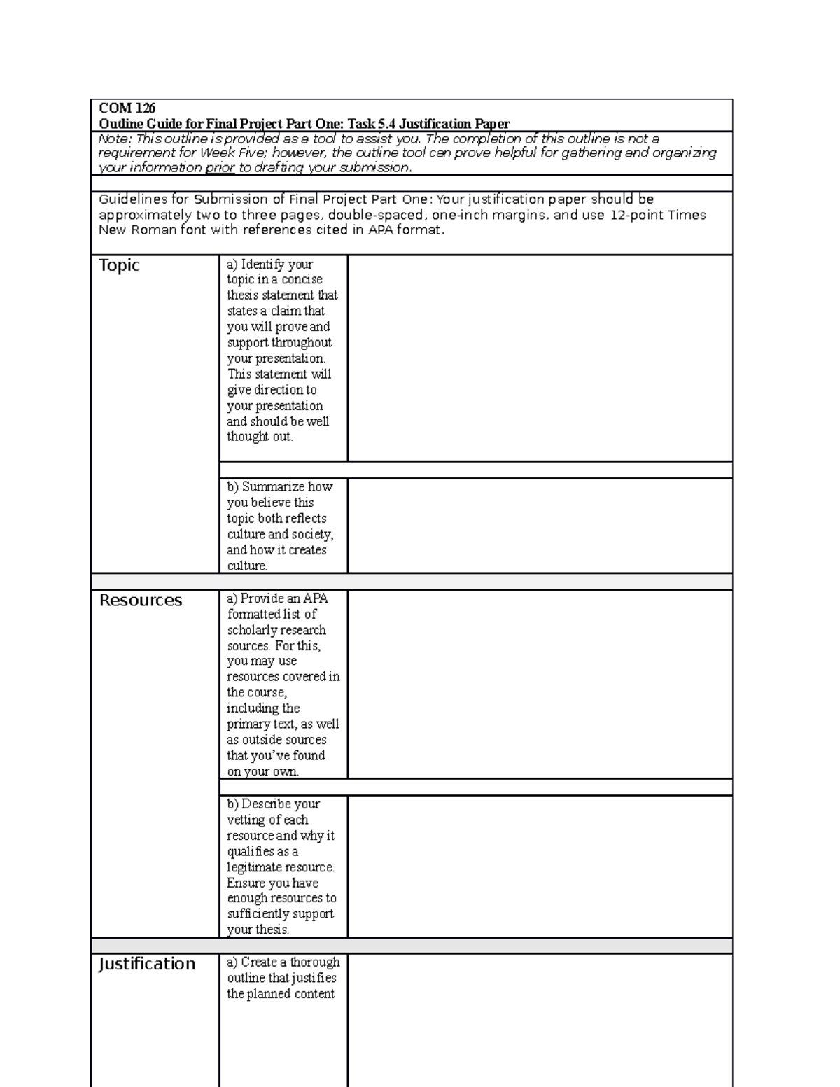 Module Five Sample Outline Worksheet - COM126 - SNHU - Studocu