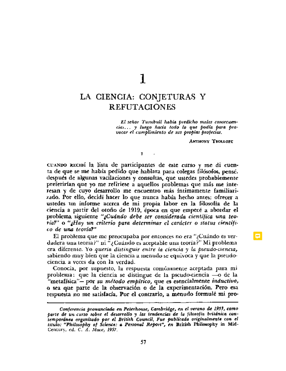 Popper - Conjeturas y refutaciones - Introducción al Pensamiento ...