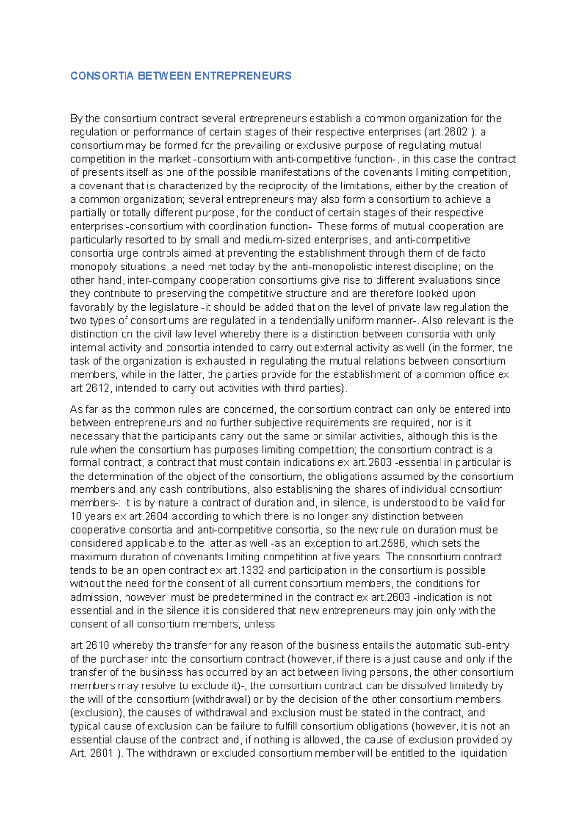 Consortia Between Entrepreneurs 12 CONSORTIA BETWEEN ENTREPRENEURS By