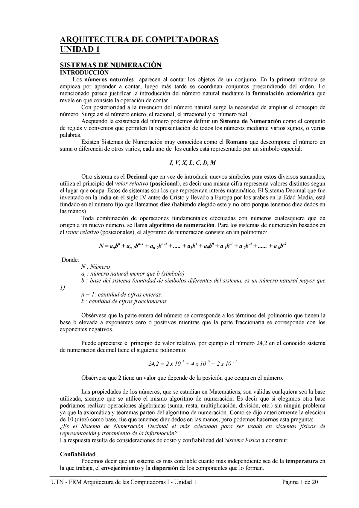 TPS Y Parciales - ARQUITECTURA DE COMPUTADORAS UNIDAD 1 SISTEMAS DE ...