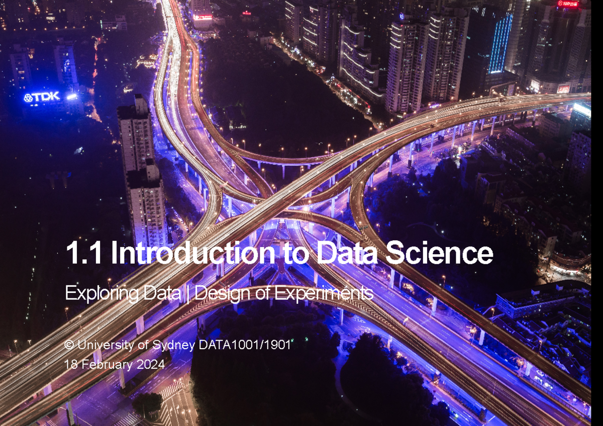 Lecture 1 - Data Analysis - 1 Introduction to Data Science Exploring ...
