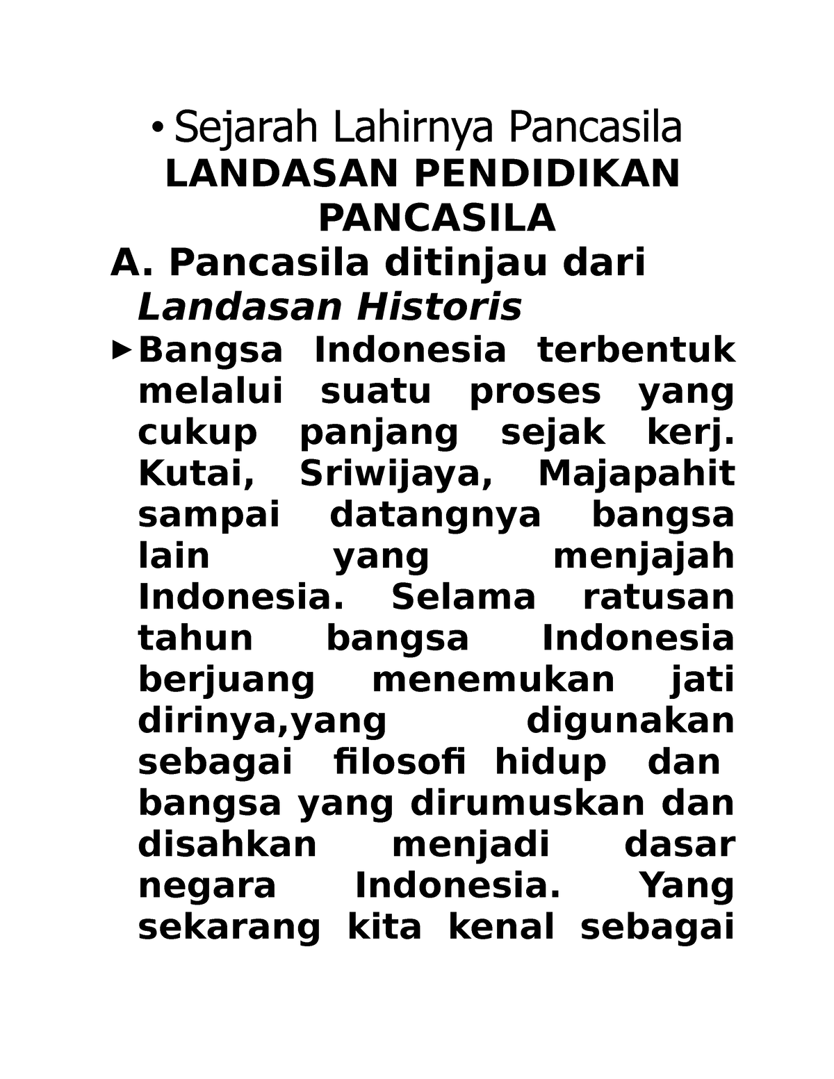 Sejarah Lahirnya Pancasila - Sejarah Lahirnya Pancasila LANDASAN ...