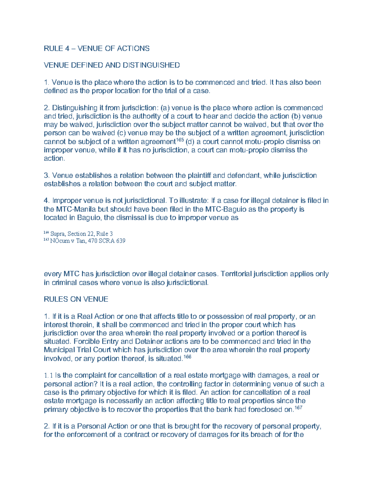 RULE 410 CIVIL PROCEDURE RULE 4 VENUE OF ACTIONS VENUE DEFINED