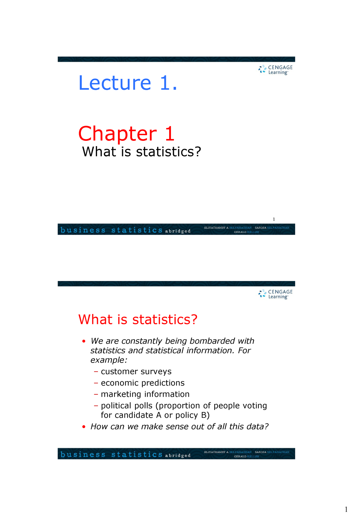 Lecture 1 - Ụubcicnfoiềwiod - Chapter 1 What Is Statistics? 1 Lecture 1 ...