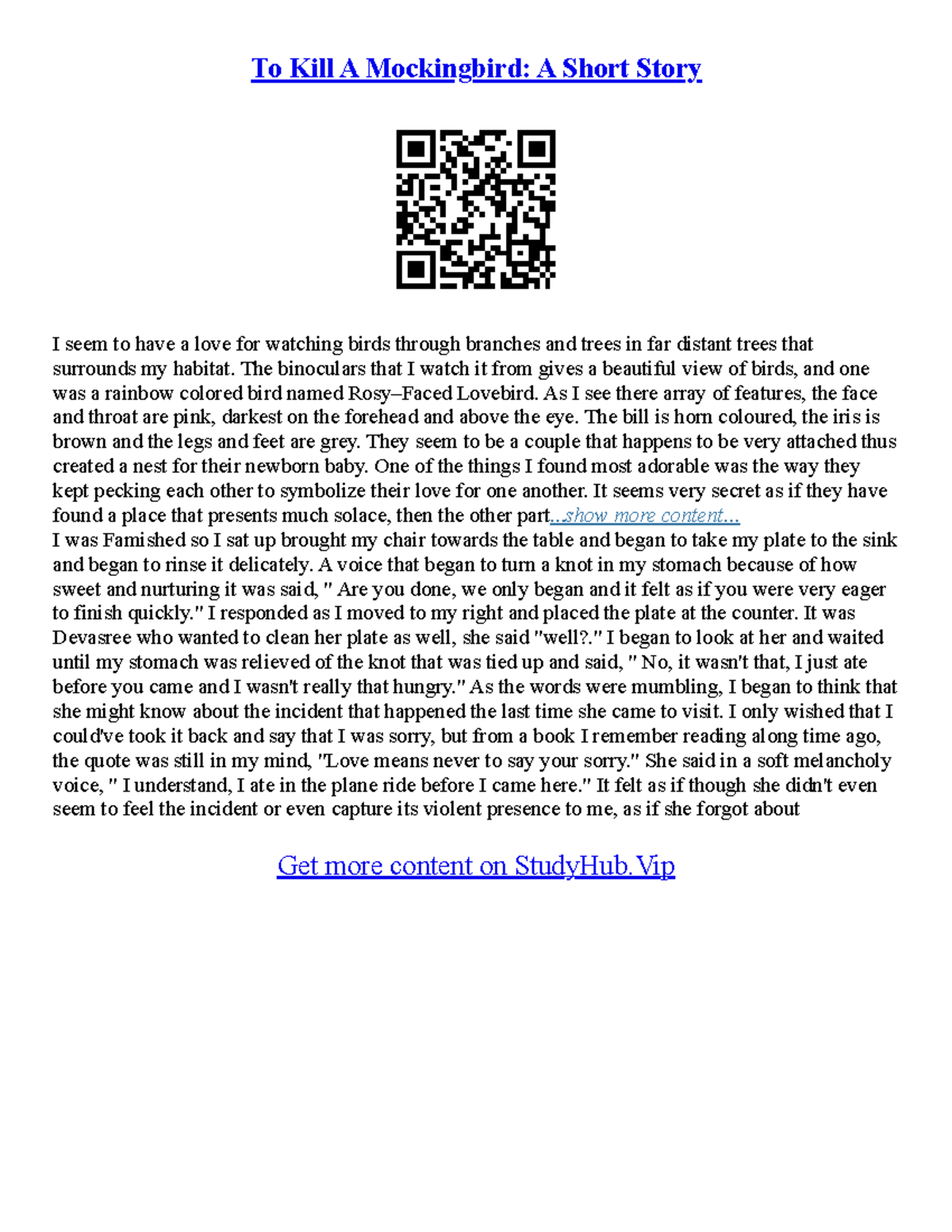 To Kill A Mockingbird Essay Topics To Kill A Mockingbird A Short