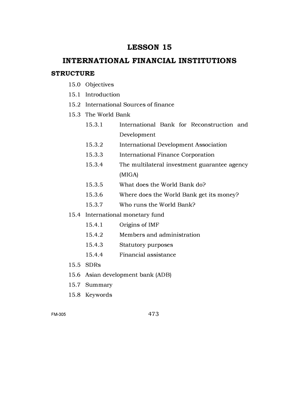 Lecture 1 Support Material For Finance - LESSON 15 INTERNATIONAL ...