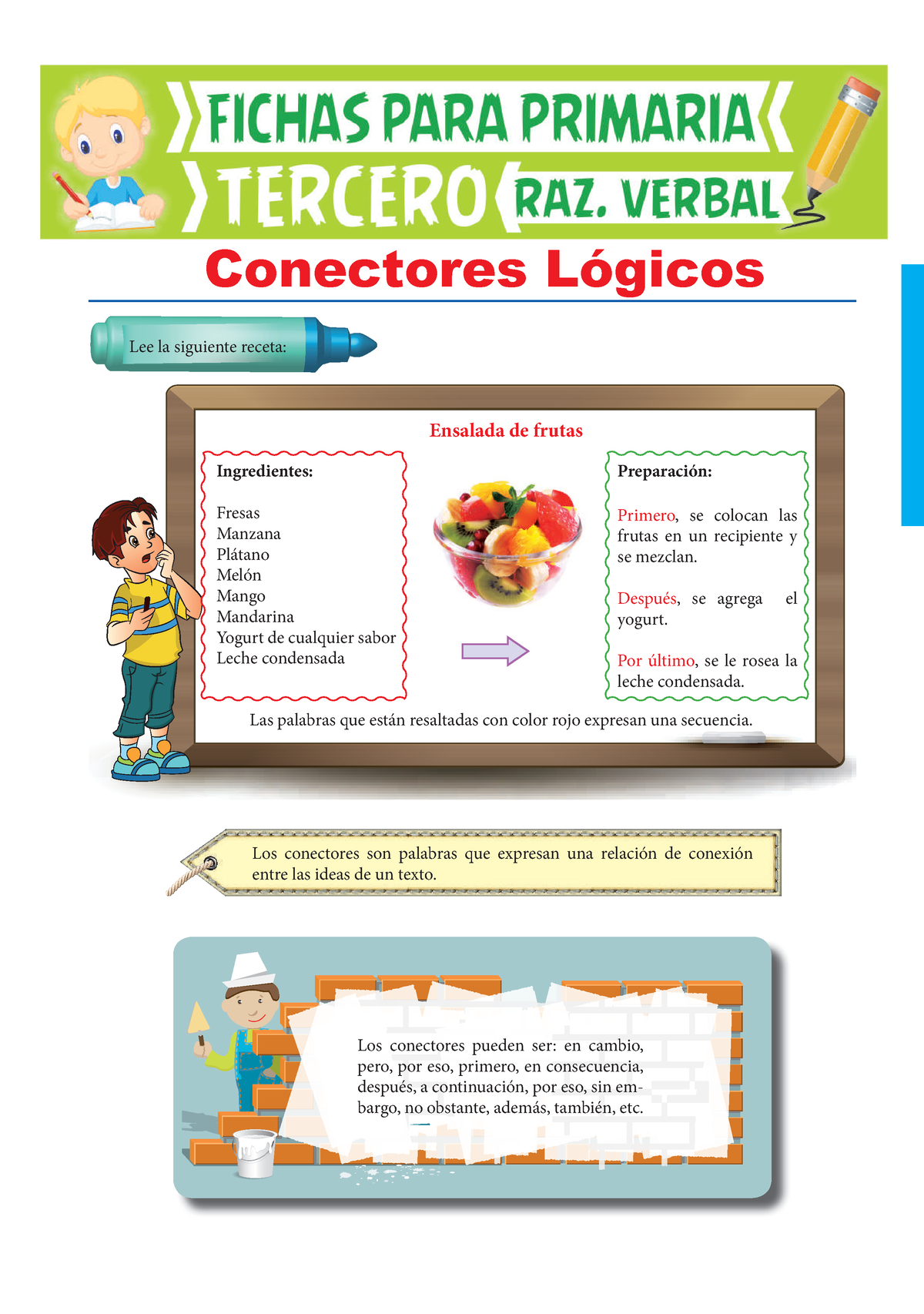 Conectores Lógicos Para Tercer Grado De Primaria - Lee La Siguiente ...