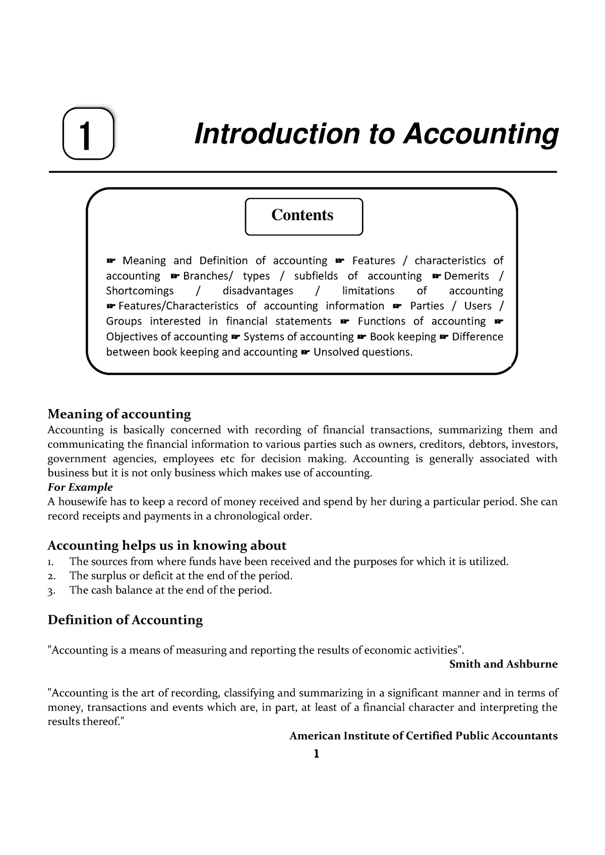 Chapter 1 Introduction to Accounting - Introduction to Accounting ...