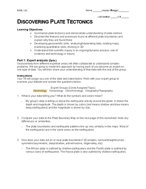 Rocks Lab 3 - Student Handout - GEOL 121 Name Sophie Remington Lab ...