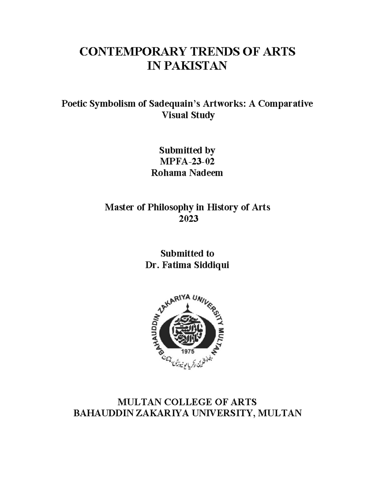 Rohama Nadeem - CONTEMPORARY TRENDS OF ARTS IN PAKISTAN Poetic ...