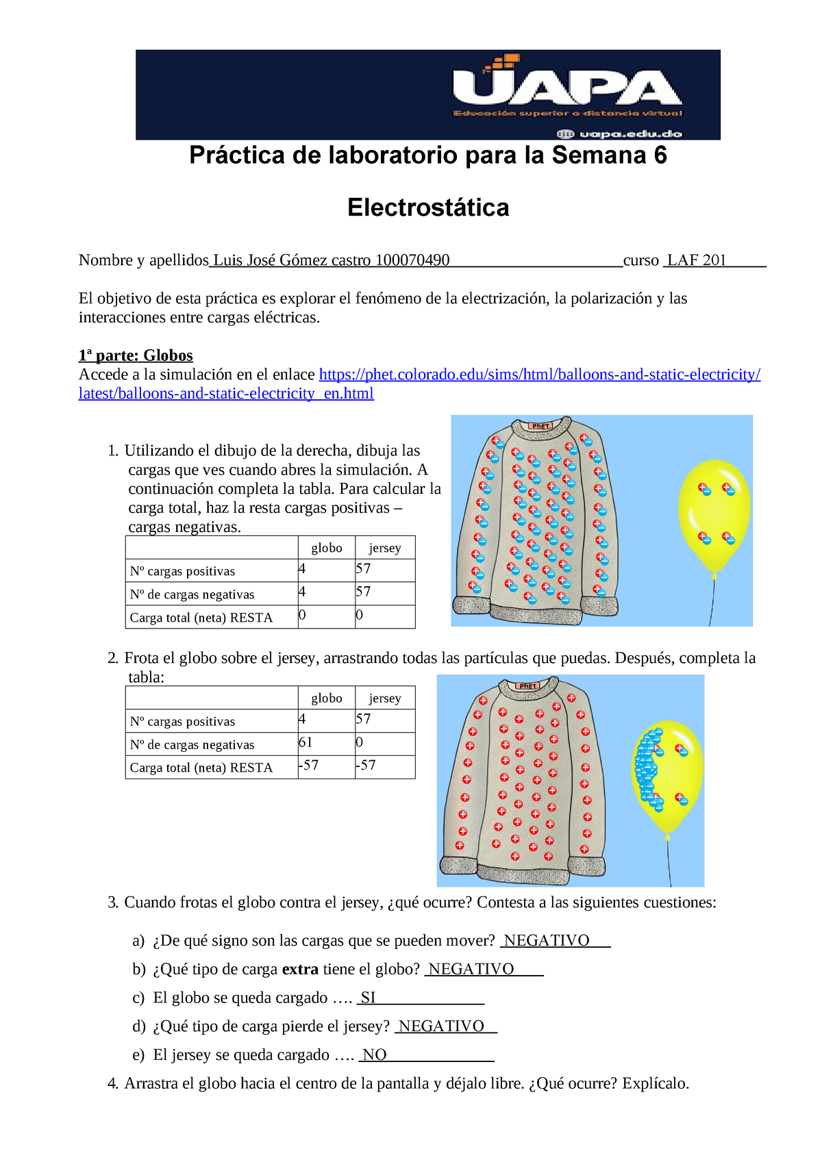 Tarea 6 Laboratorio De Fisica General Práctica De Laboratorio Para La