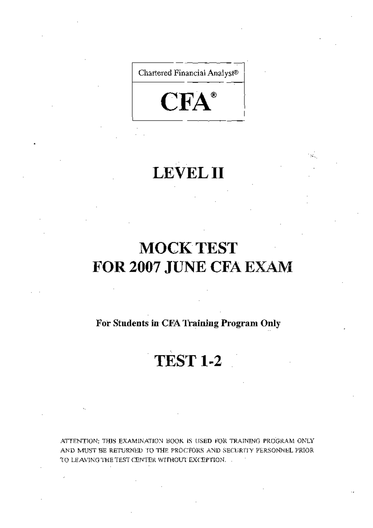 Exam 1 February 2018, questions and answers - Chartered Financial ...