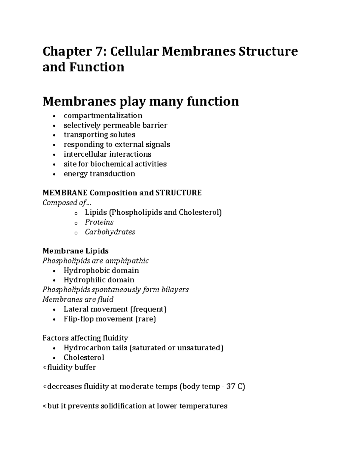 Chapter 7 - Cellular Membranes Structure And Function - Chapter 7 ...