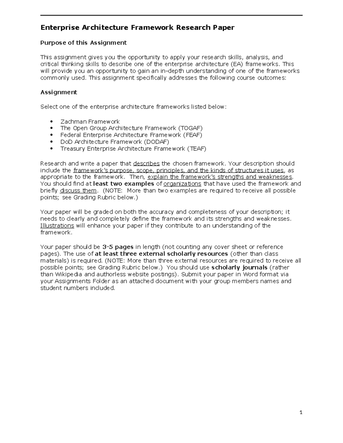 Assignment 2 - Frameworks - Enterprise Architecture Framework Research ...