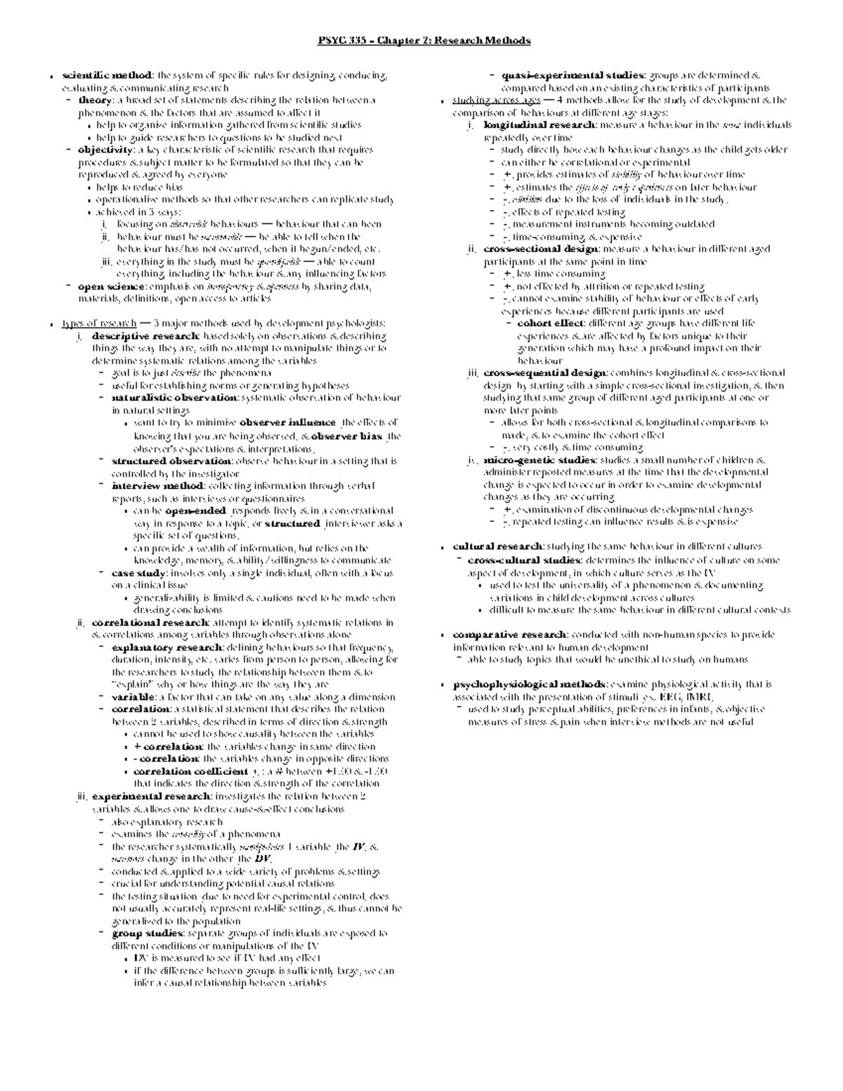 PSYC 335 Notes - Ch. 2 - Dr. Emanuela Yeung - PSYC 335 - Chapter 2 ...