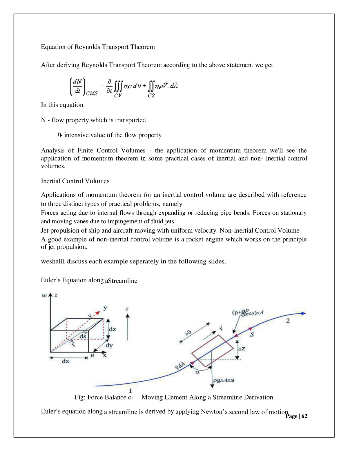 Fluid Dynamics Lecture Notes - Equation Of Reynolds Transport Theorem ...