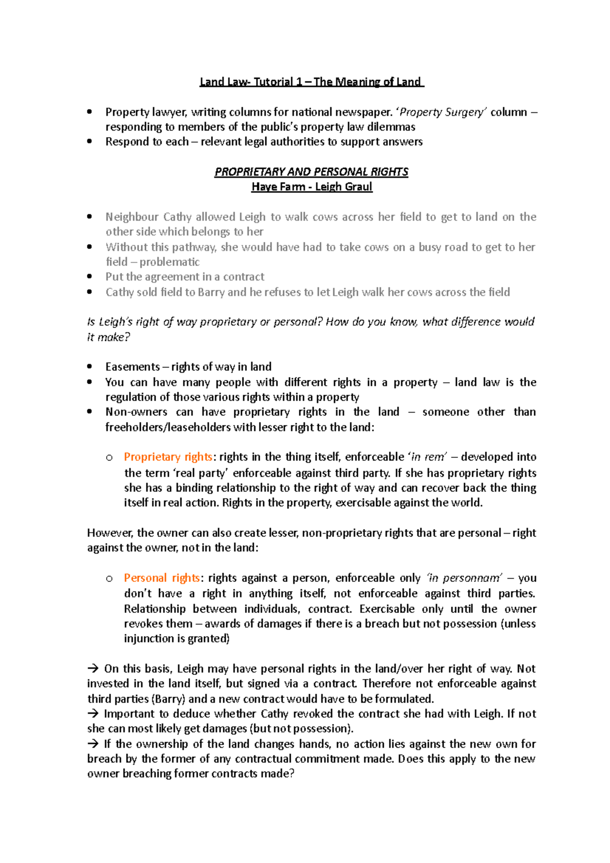 Land Law tutorial 1 The Meaning of Land Land Law Tutorial 1