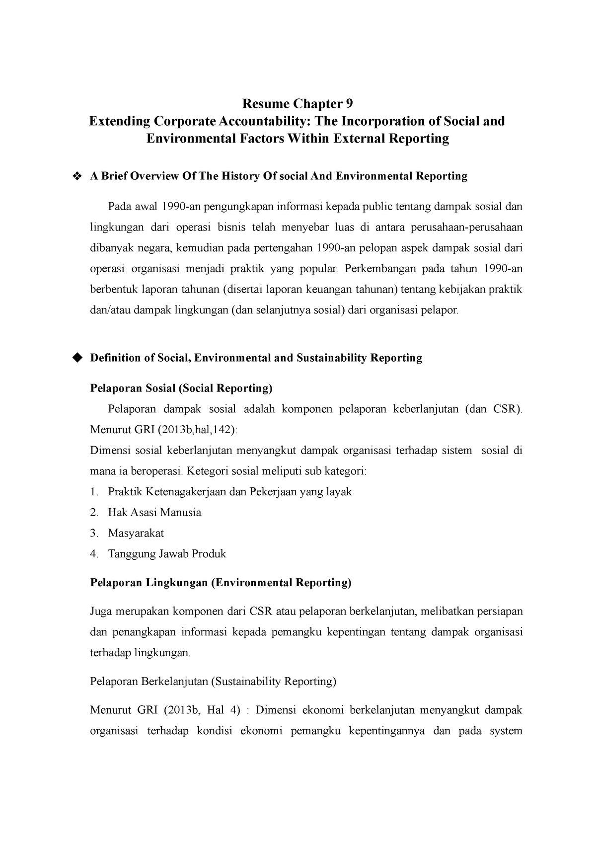 Resume Chapter 9 Extendng Corporate Accountability - Perkembangan Pada ...