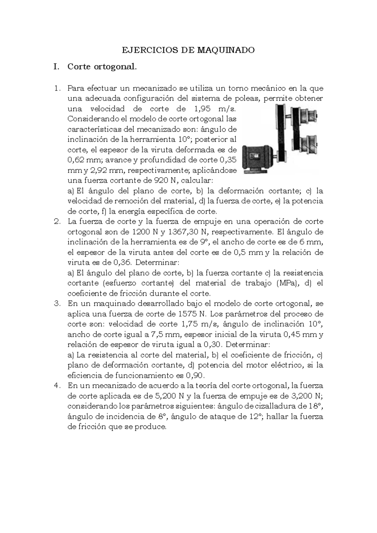 Clase 3-3 Ejercicios DE Maquinados-1 - EJERCICIOS DE MAQUINADO I. Corte ...