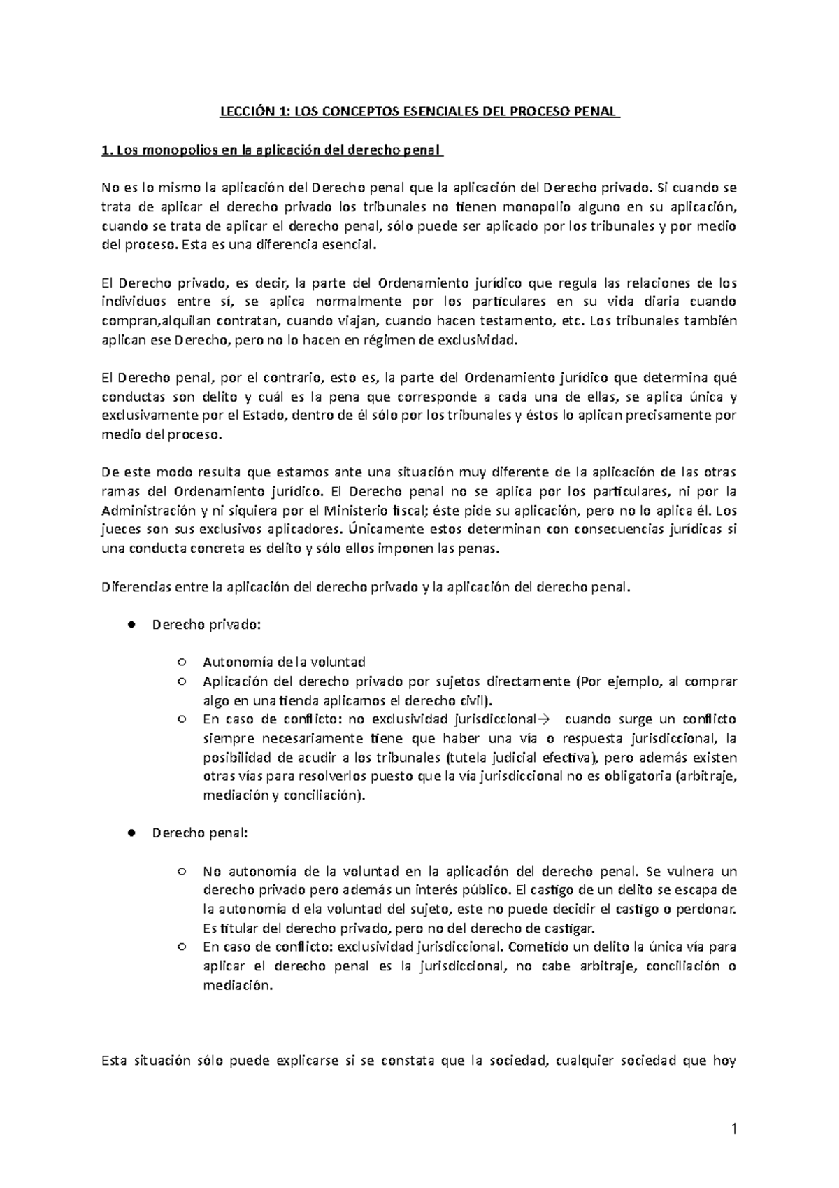 Tema 1 Procesal Penal - Apuntes 1 - LECCIÓN 1: LOS CONCEPTOS ESENCIALES ...