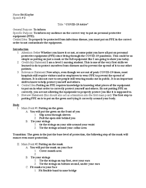 Speech 1 Outline - Landon Myers COMM 230 Speech # MWF/11:00-11:50am ...