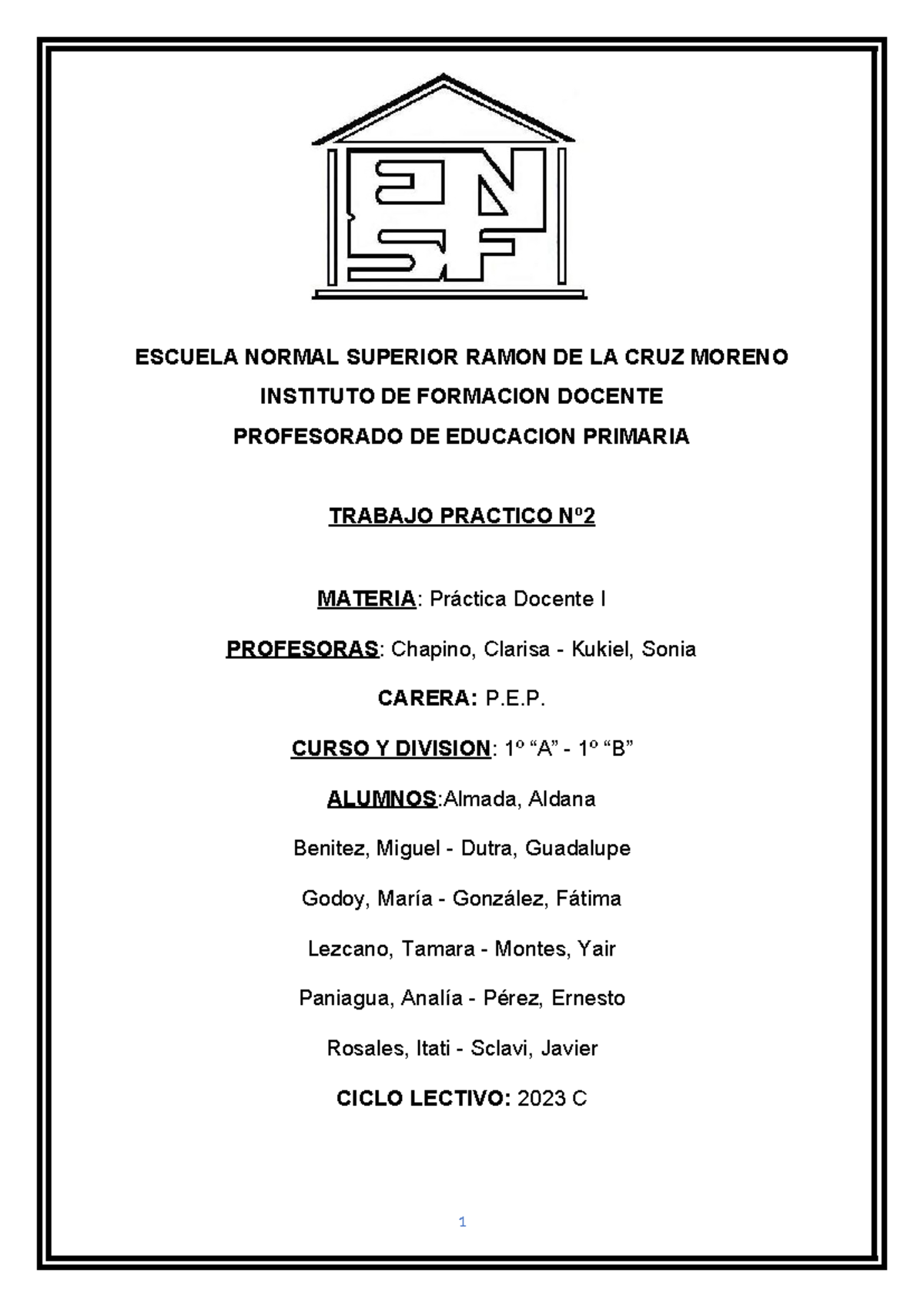 Escuela Normal Superior Ramon de La cruz Moreno practica - ESCUELA ...