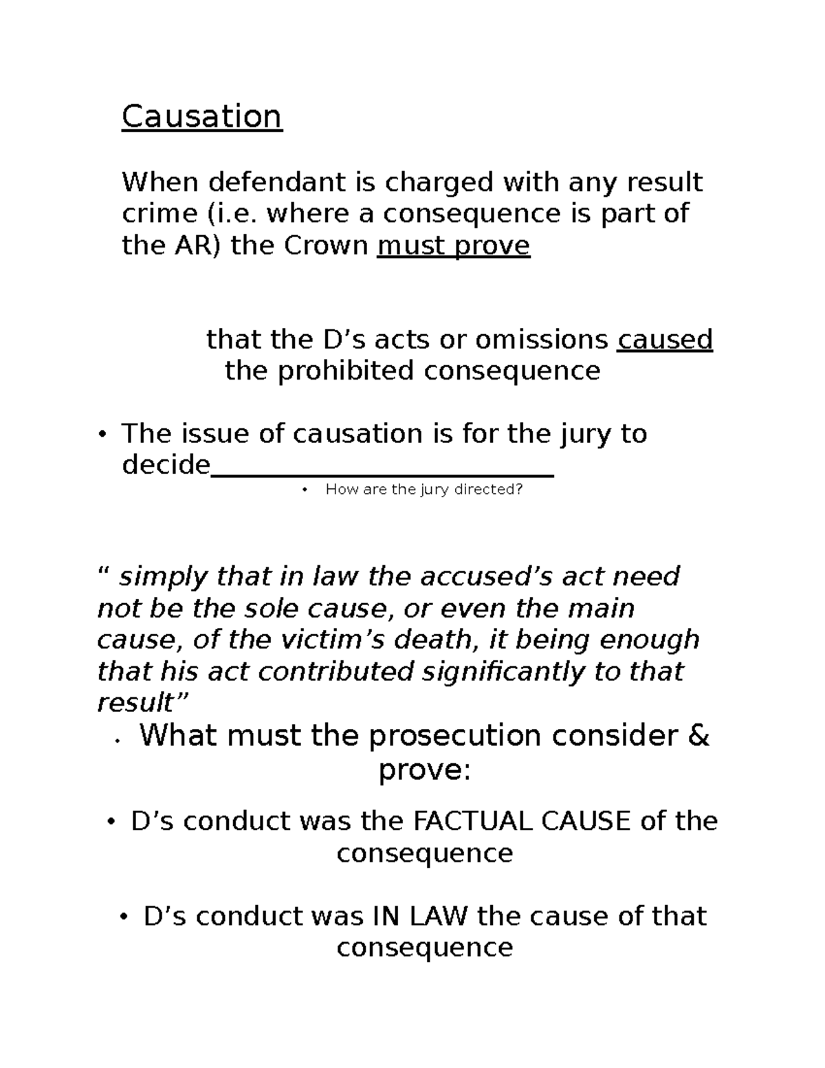 causation in criminal law essay