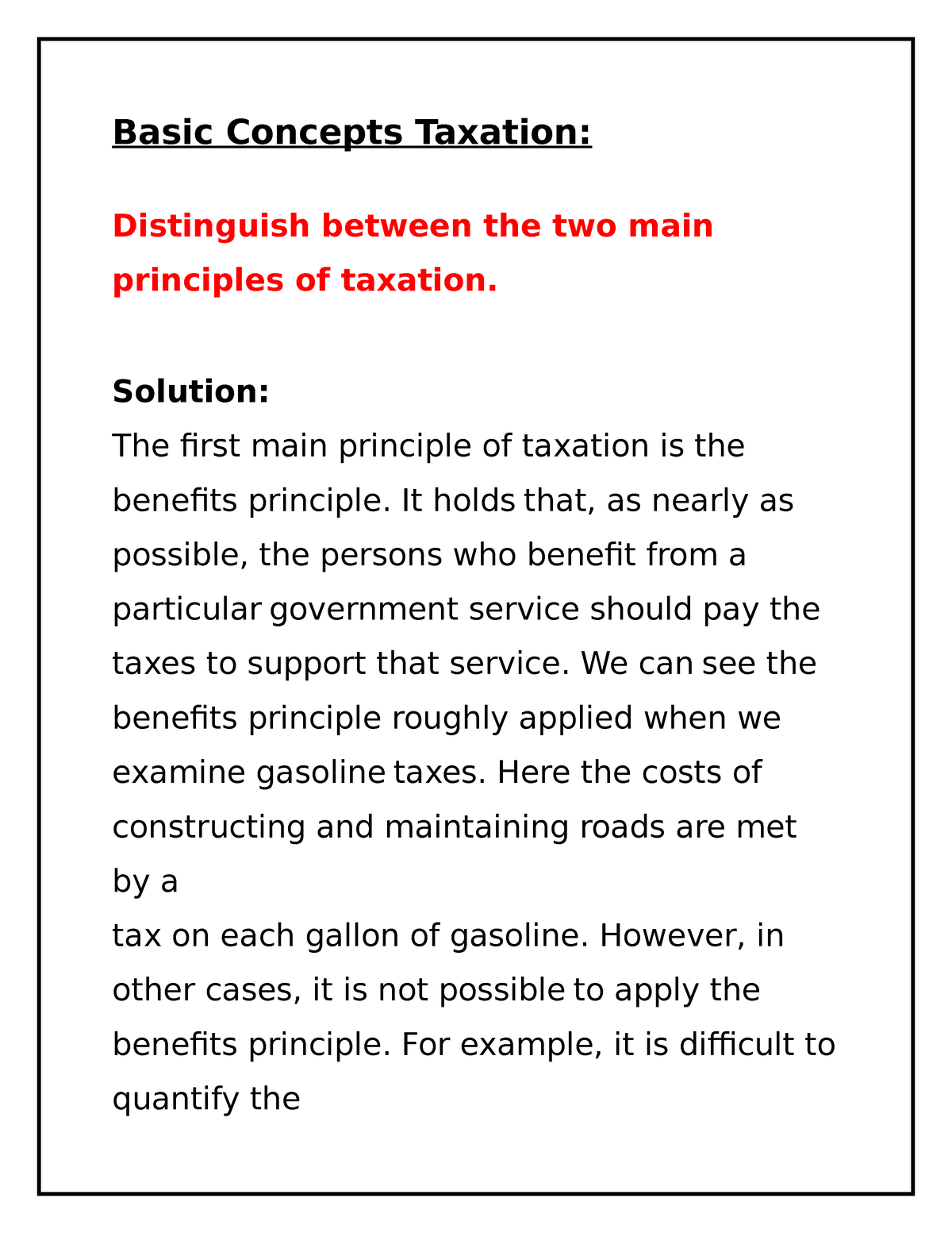 Basic Concepts Taxation - Basic Concepts Taxation: Distinguish Between ...