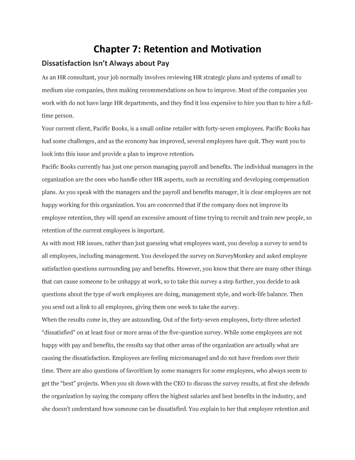 essay about retention and motivation