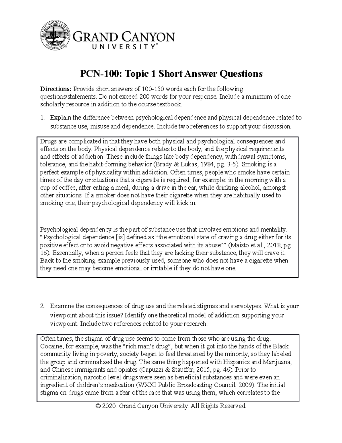 Topic 1 Short Answer Questions PCN 100 Topic 1 Short Answer 