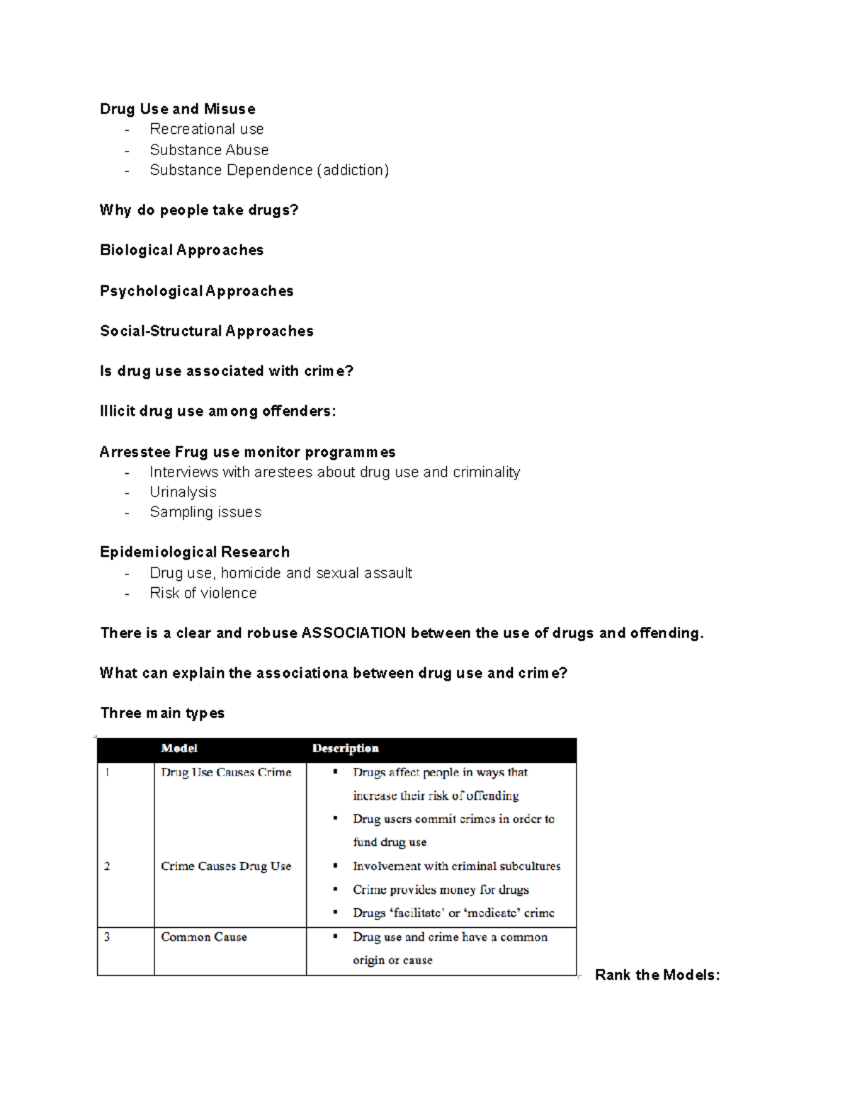 9. Drugs and Crime - Lecture notes 9 - Drug Use and Misuse ...
