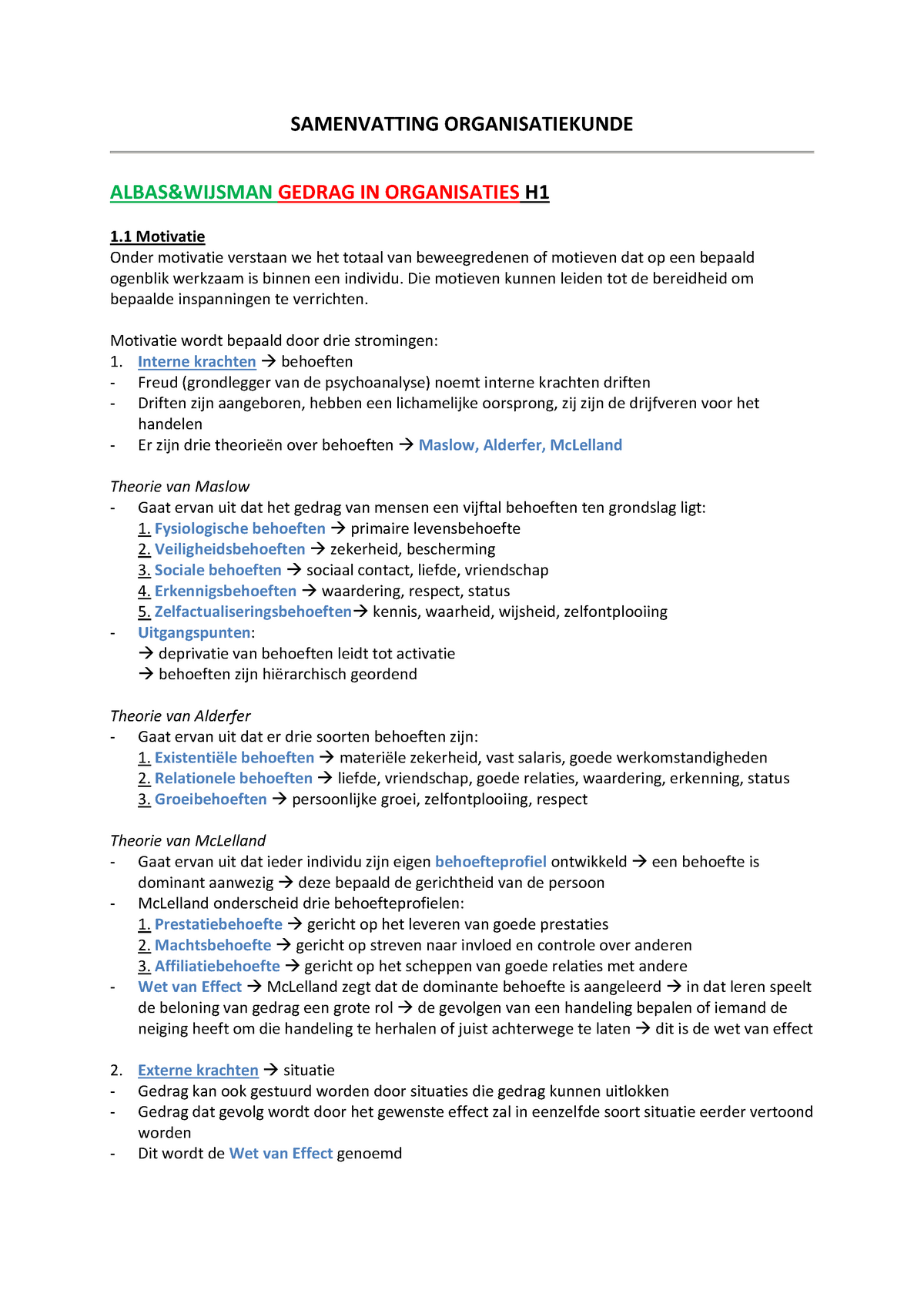 Samenvatting Gedrag In Organisaties Albas En Wijsman Organisatiekunde 0 Samenvatting Studeersnel