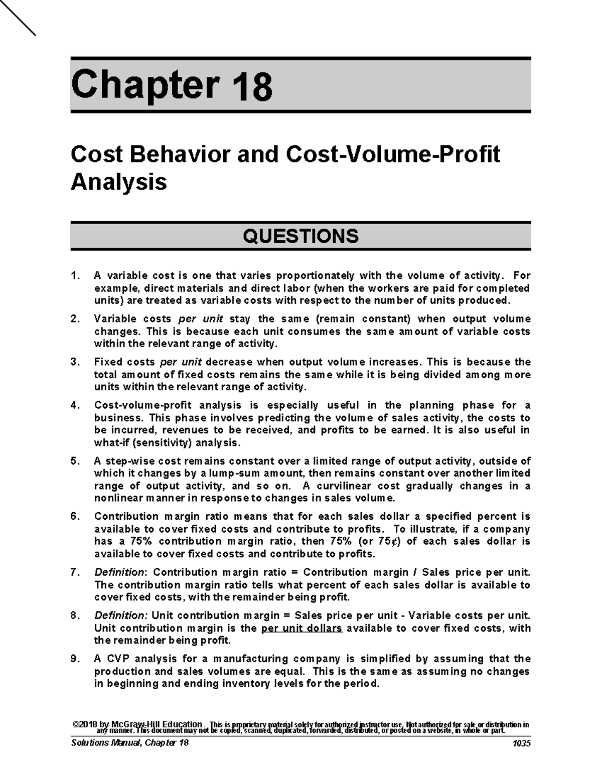 Chapter 8 Etext Exercises Answere - Chapter 18 Cost Behavior And Cost ...