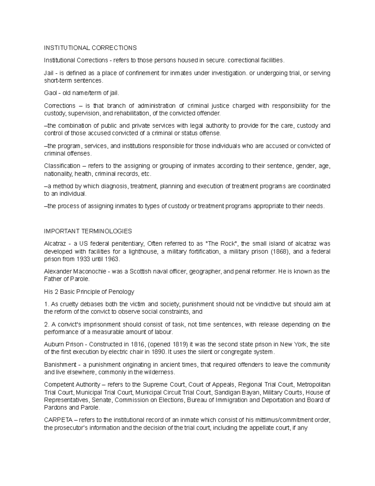 Institutional Corrections - INSTITUTIONAL CORRECTIONS Institutional ...