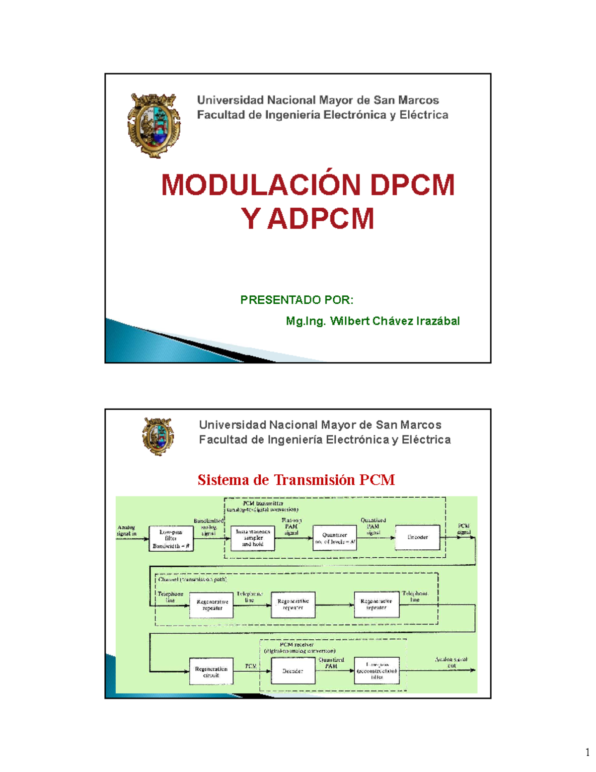 Modulación DPM y ADPCM - PRESENTADO POR: Mg. Wilbert Chávez Irazábal ...