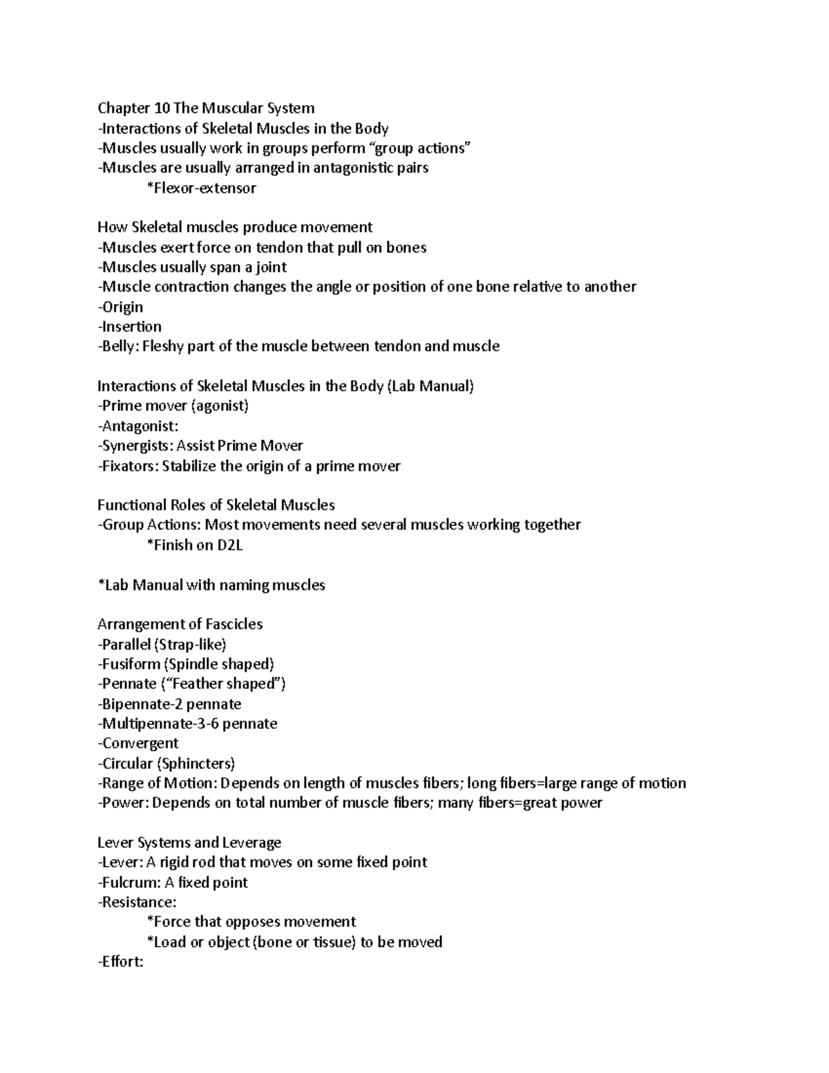 Chapter 10 The Muscular System - Chapter 10 The Muscular System ...