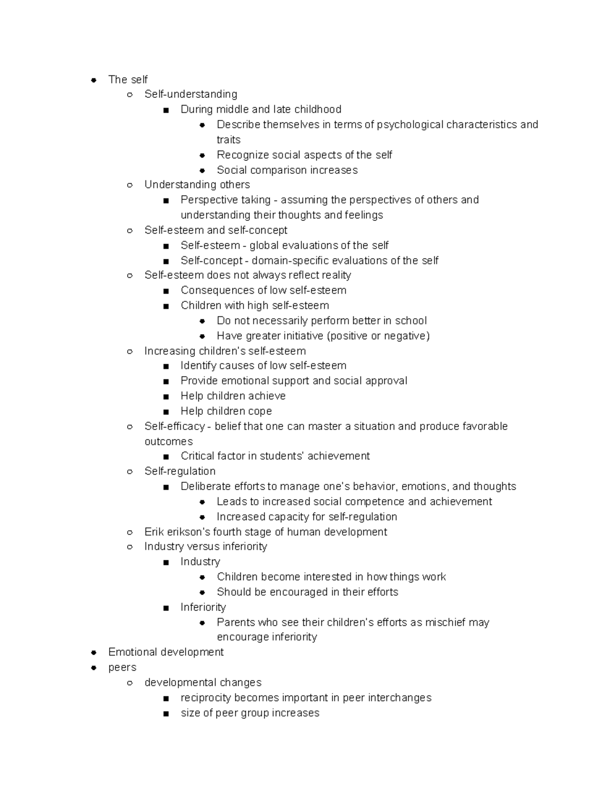 Psy test 3 - erik erikson, self-esteem/efficacy/regulation/concept ...