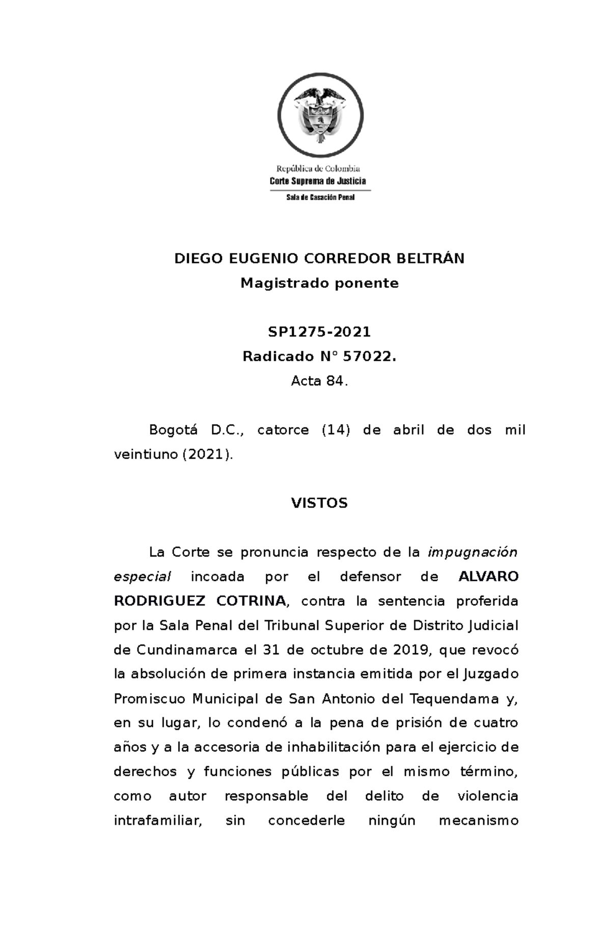 Sentencia-de-corte-suprema-de-justicia-sala-de-casacin-pena Es - DIEGO ...