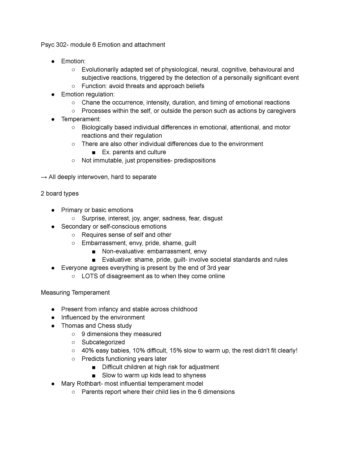 Psyc 302- module 6 Emotion and attachment - Psyc 302- module 6 Emotion ...