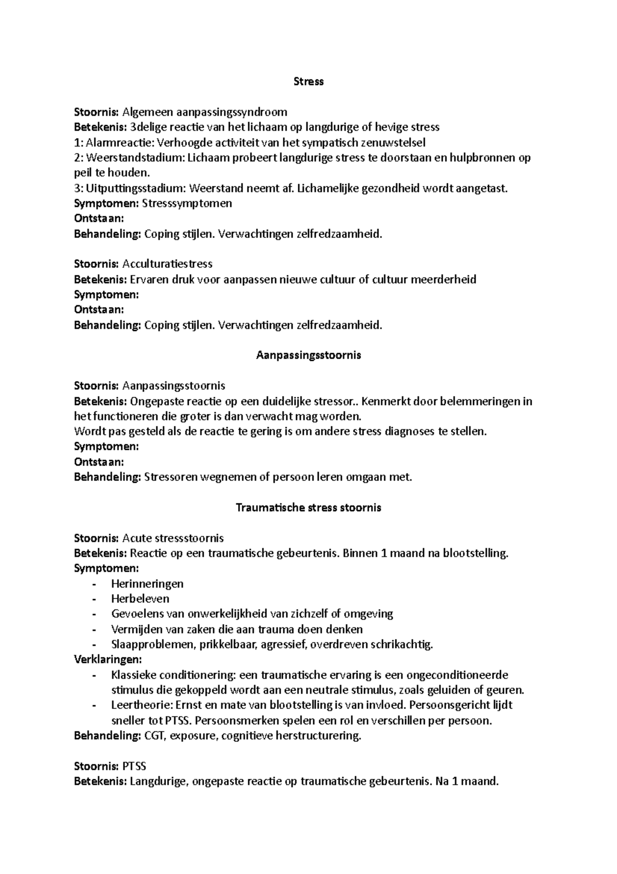 Alle Stoornissen Samenvatting Psychopathologie Studeersnel
