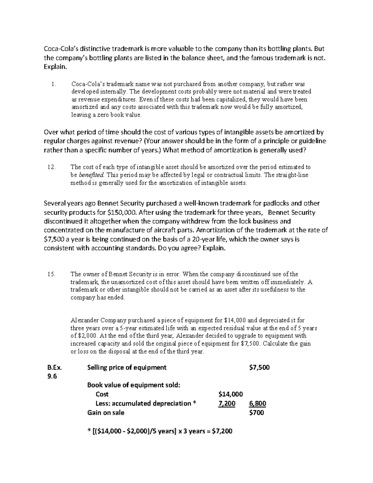 Chapter 9 Exercises - Coca-­‐Cola’s distinctive trademark is more ...