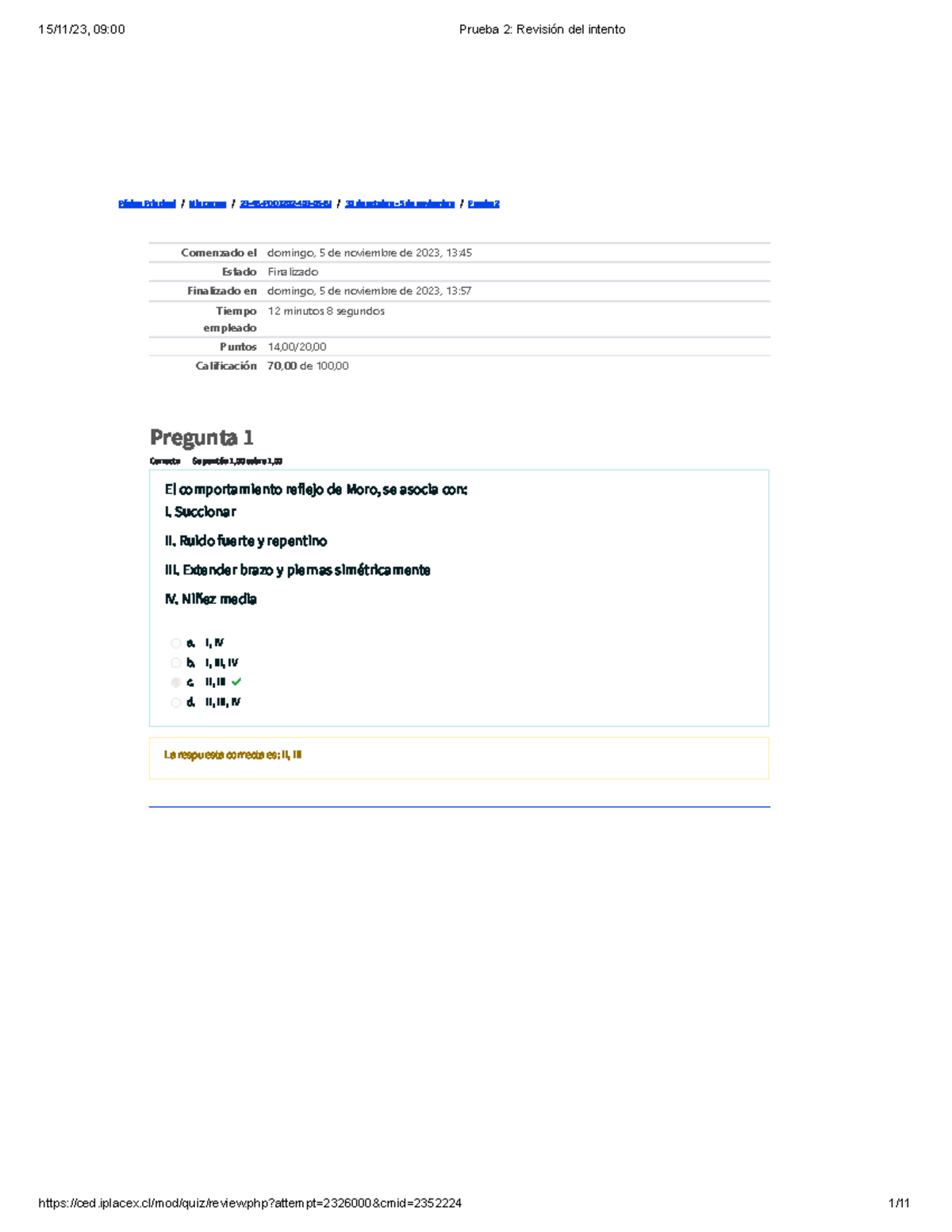 Prueba 2 Revisión Del Intento - Página Principal / Mis Cursos / 23-4B ...