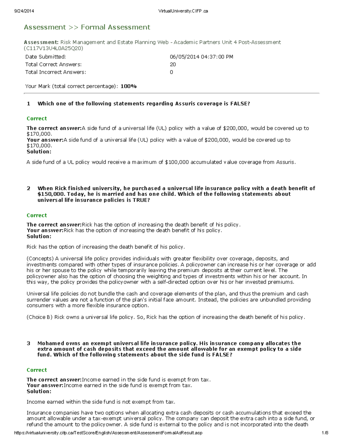 Risk Management and Estate Planning Assessment - Studocu