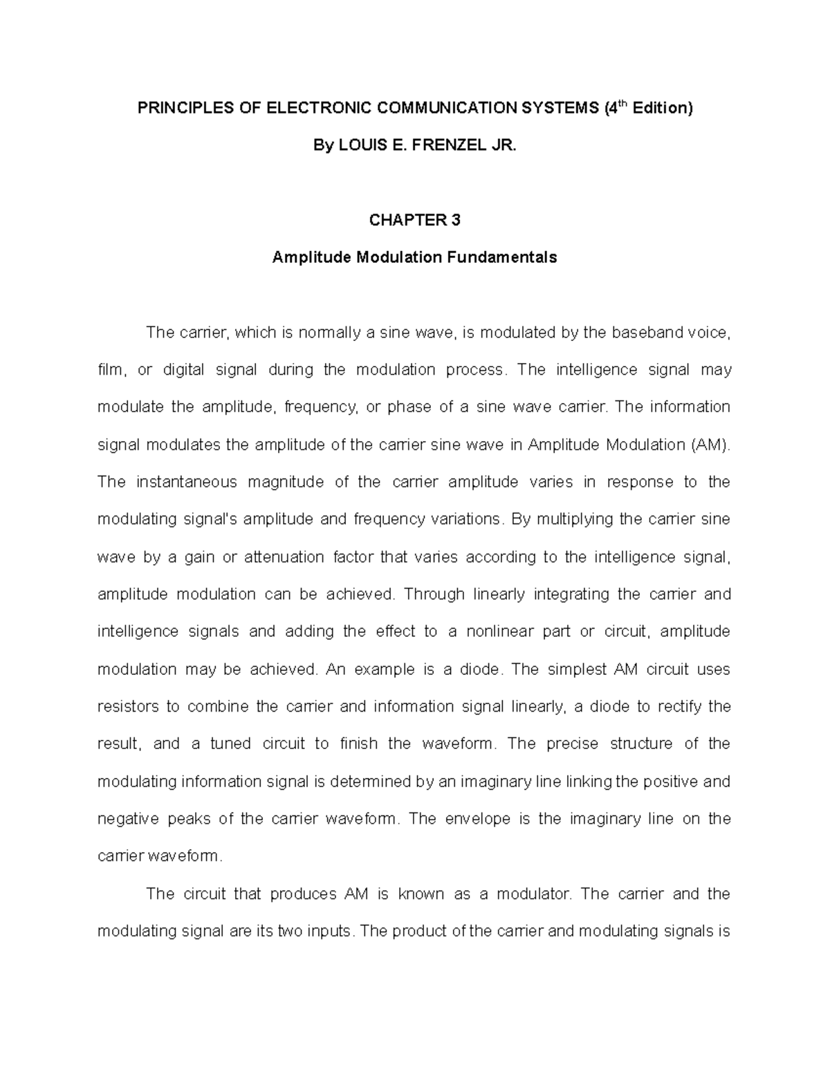 Chapter 3 Amplitude Modulation Fundamentals - PRINCIPLES OF ELECTRONIC ...