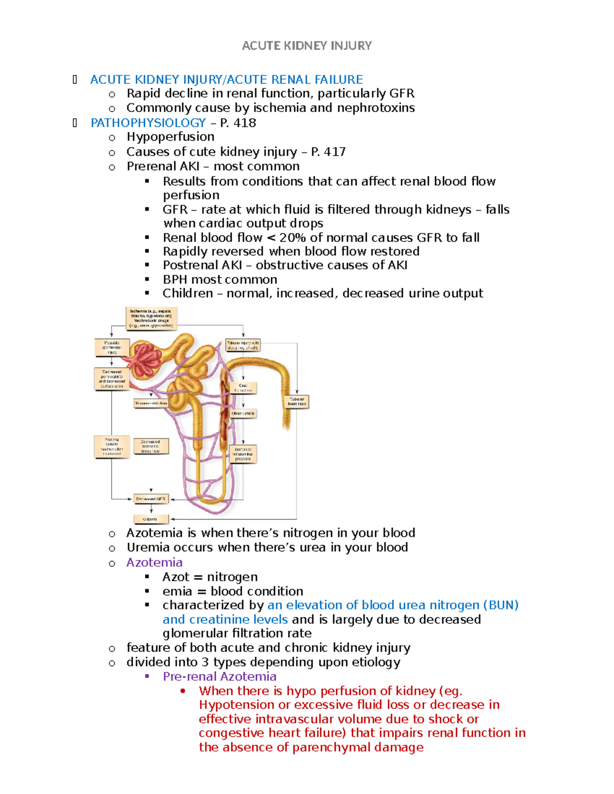 AKI - Acute kidney injury - Ü ACUTE KIDNEY INJURY/ACUTE RENAL FAILURE o ...