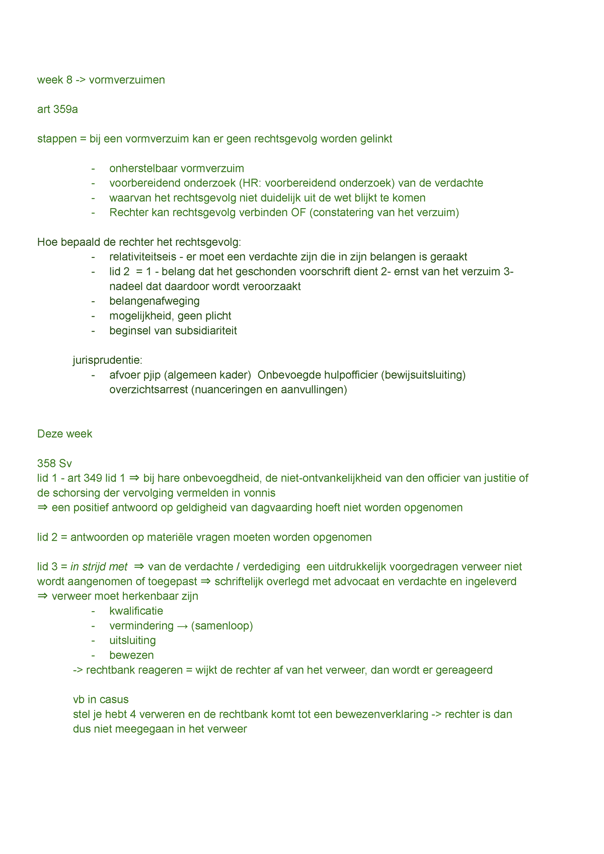 W9 Strafproces - Uitwerkingen Van Werkcollege 9 - Motivering - Week 8 ...