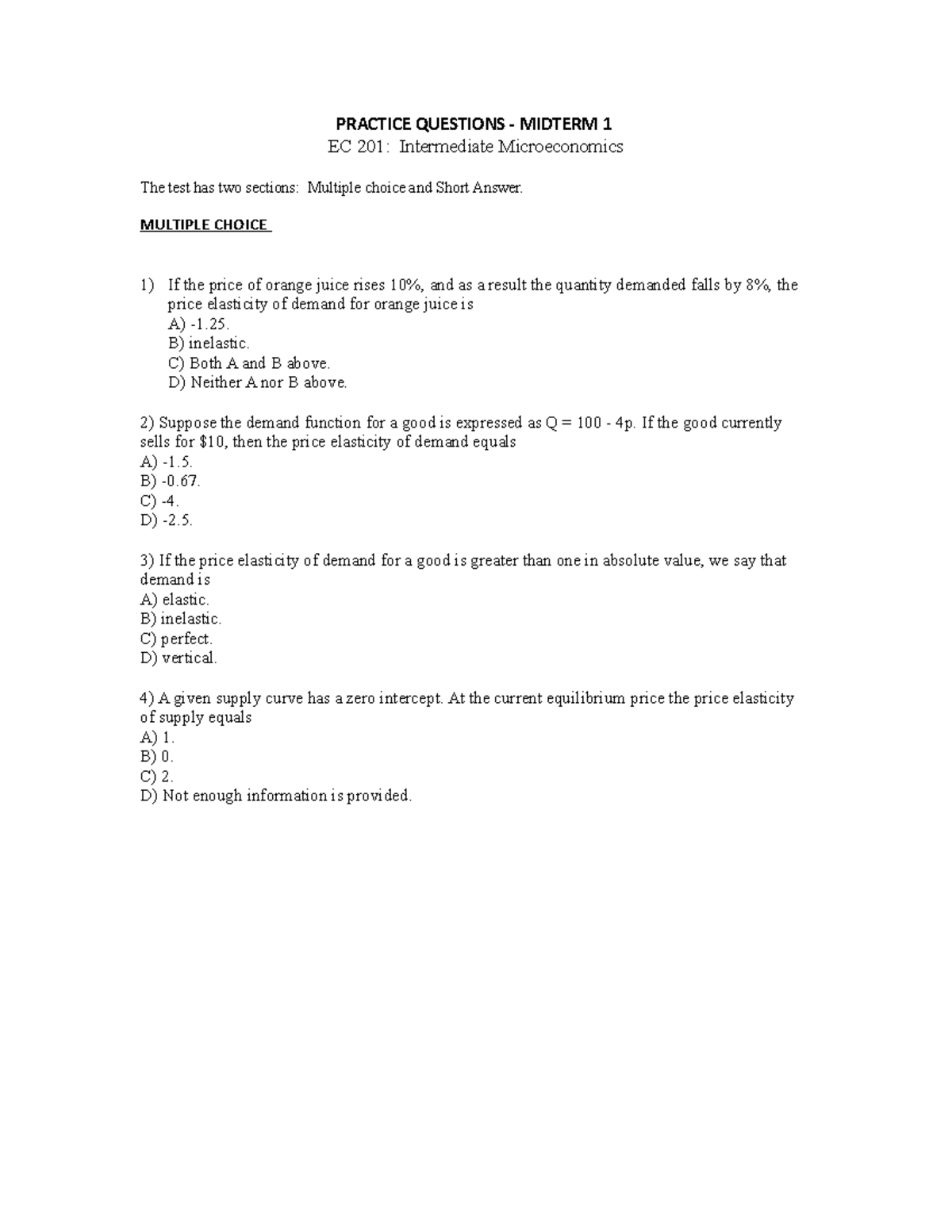 Practice Midterm 1 - PRACTICE QUESTIONS - MIDTERM 1 EC 201 ...