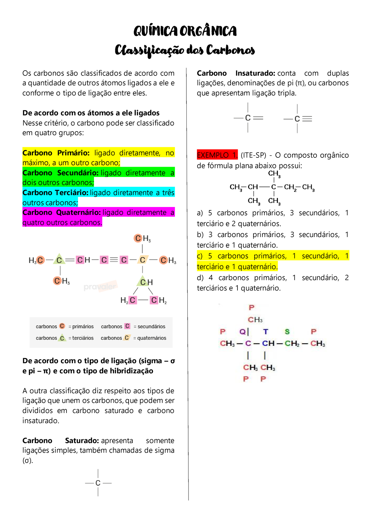 Classificação Dos Carbonos - 3S - QUÍMICA ORGÂNICA Classificação Dos ...