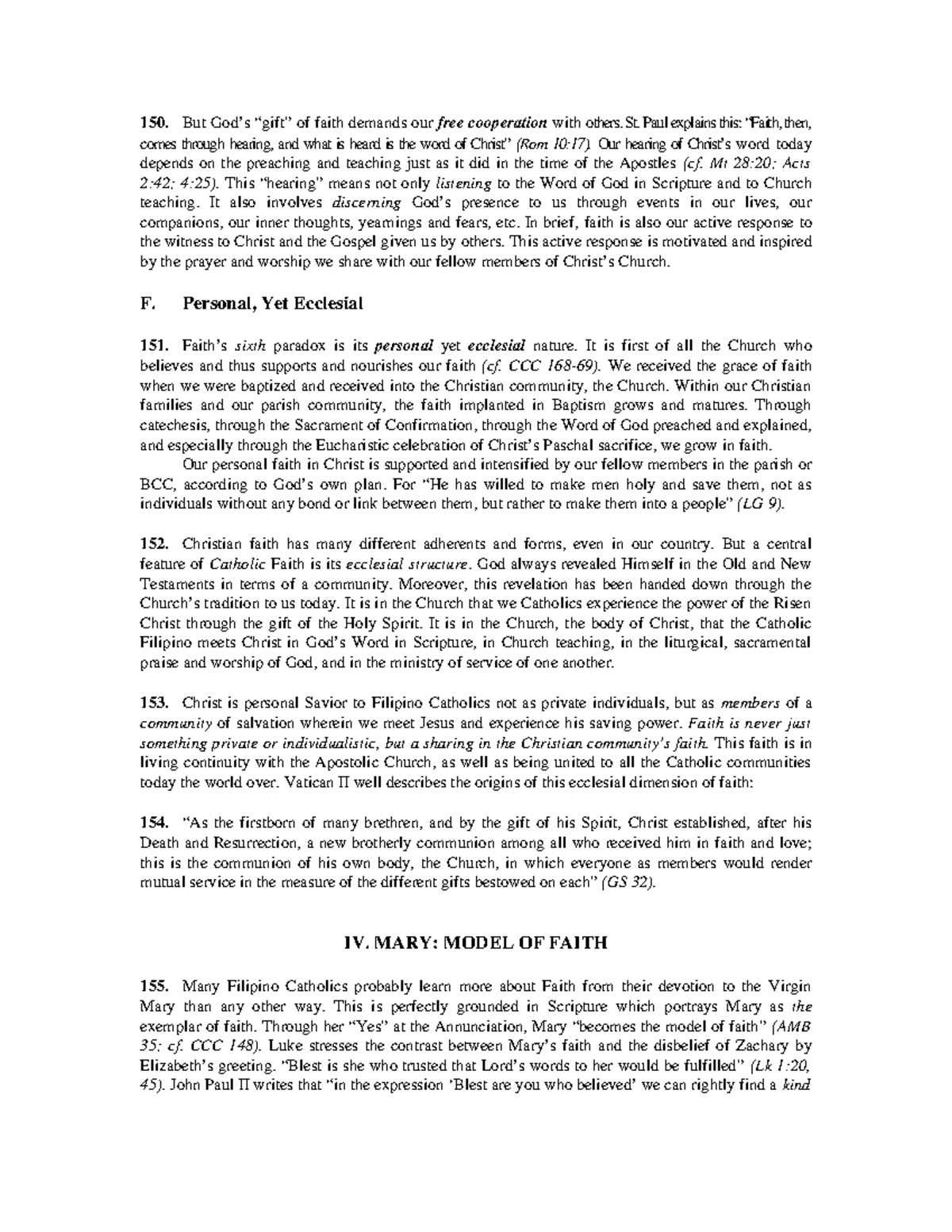 Catechism for Filipino Catholics (15) But God’s “gift” of faith