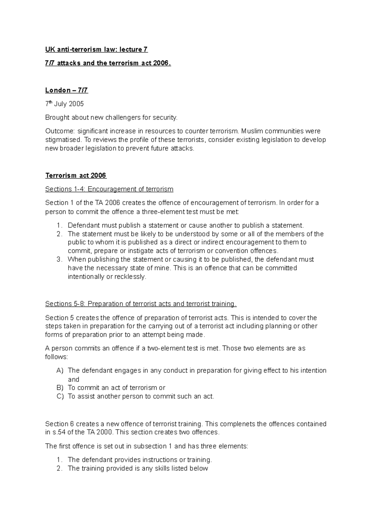 Lec 5 - Terrorism act 2006 and radical preachers - UK anti-terrorism